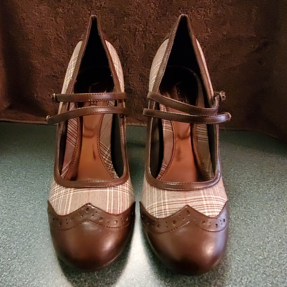 Brown and plaid leather